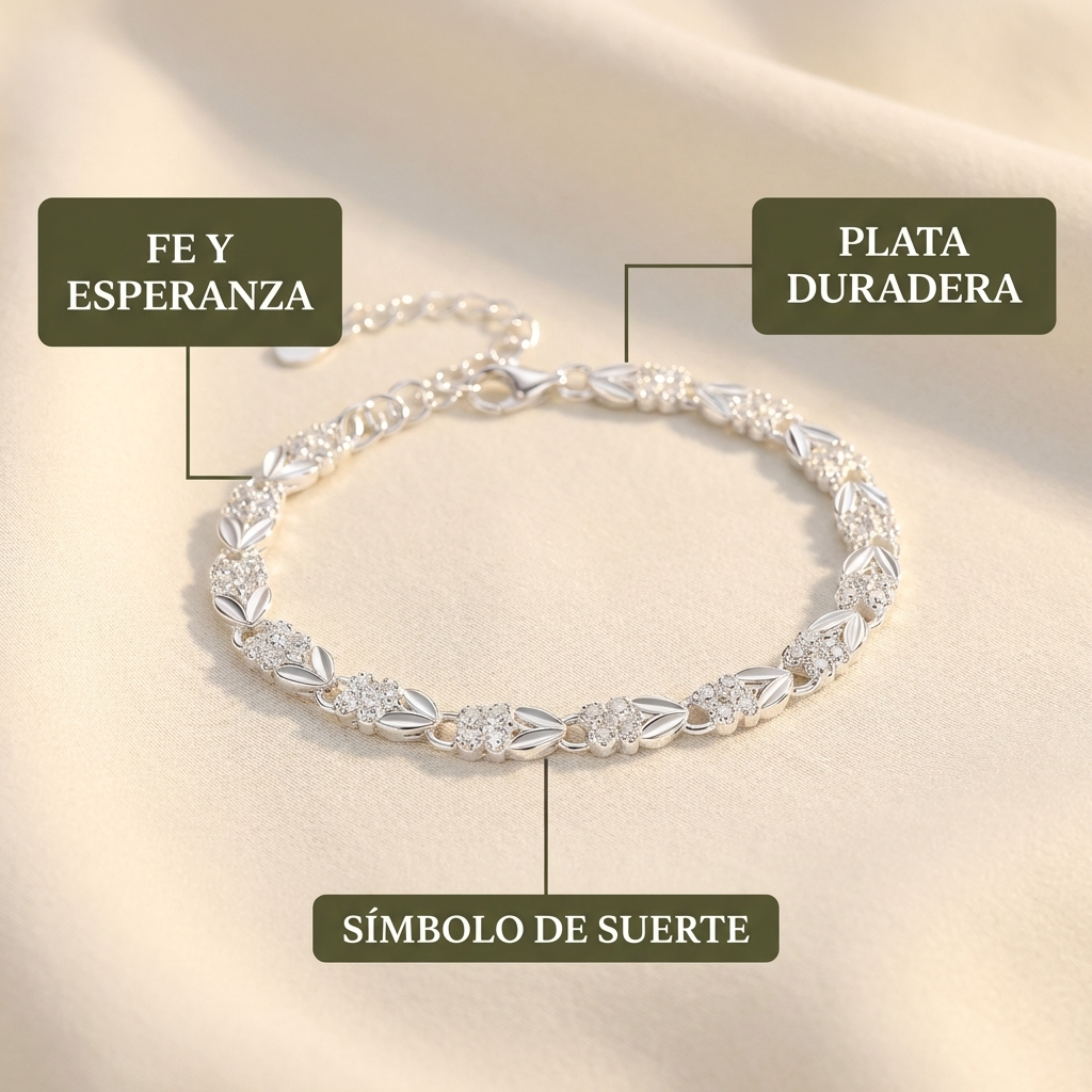 Pulsera Trébol de la Suerte de Plata 925
