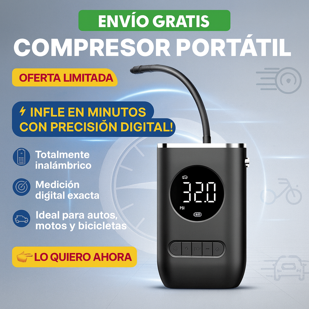 Compresores de Neumáticos Portátil | Auto + Bicis + Motos