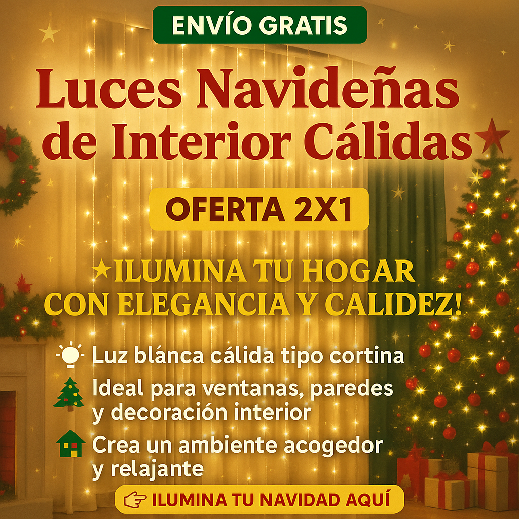 Luces de Cortina Blanca Navideñas (3x1 metros) Oferta 2x1