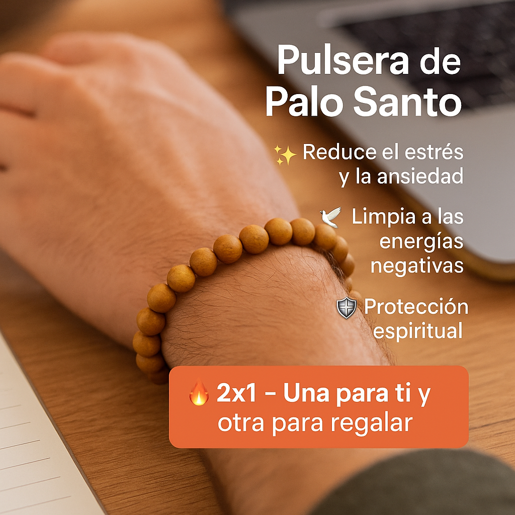 Pulsera de Palo Santo 2×1 – Paz y Protección