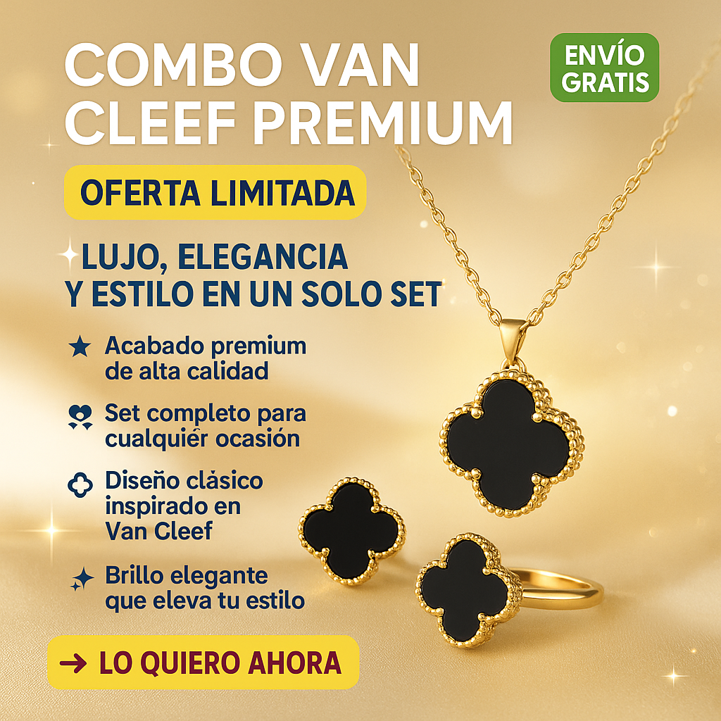 Conjunto de Lujo Van Cleef 3x1 | Collar + Anillo + Aros