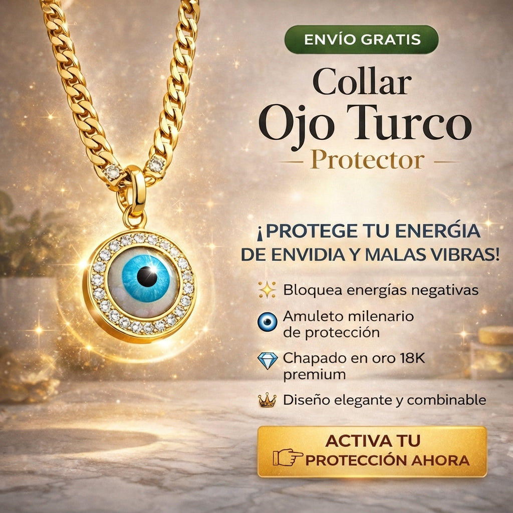 Collar Ojo Turco Bañado Oro 18k | Elimina Tú Mala Energía