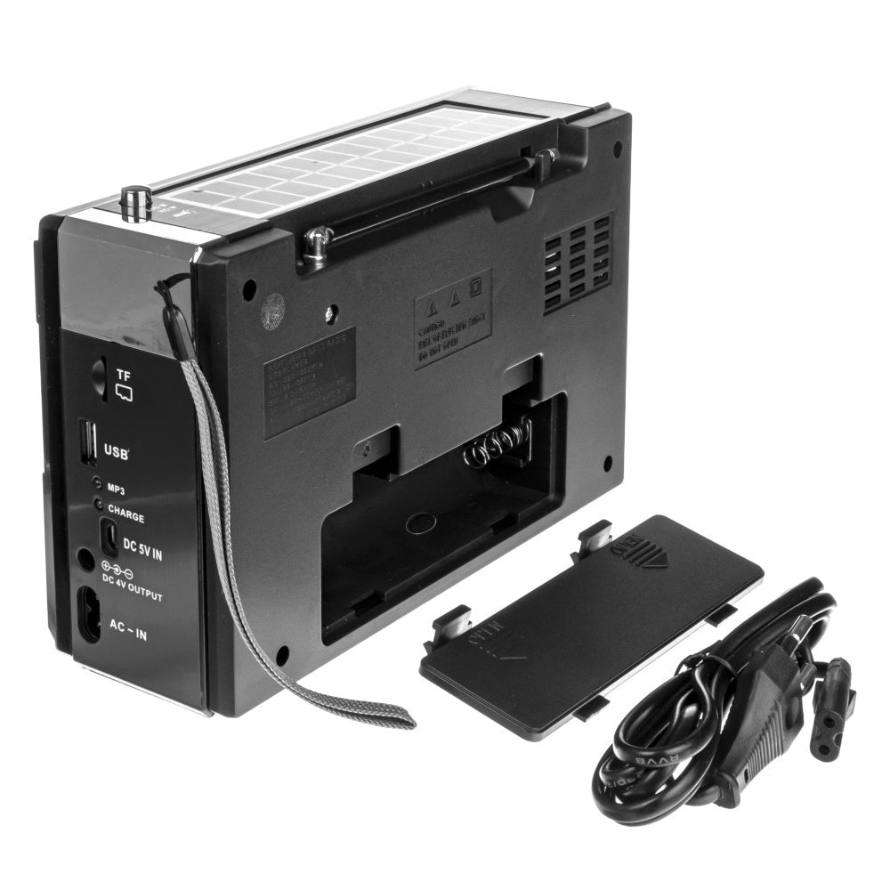 Radio Solar Retro Multifuncional (Linterna + Cargador + Radio AM/FM)