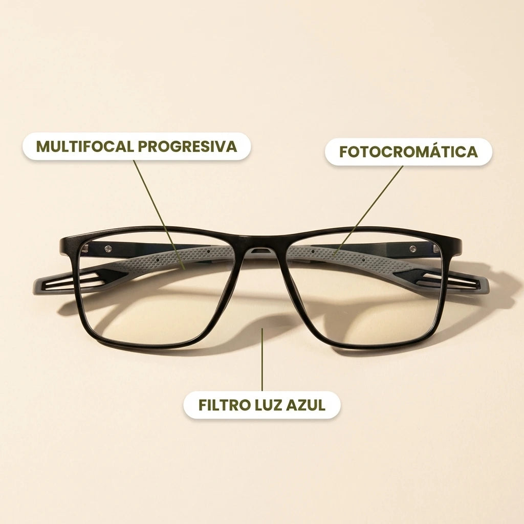 Lentes Multifocales Negros - Un Solo Marco para Leer, Sol y Pantalla
