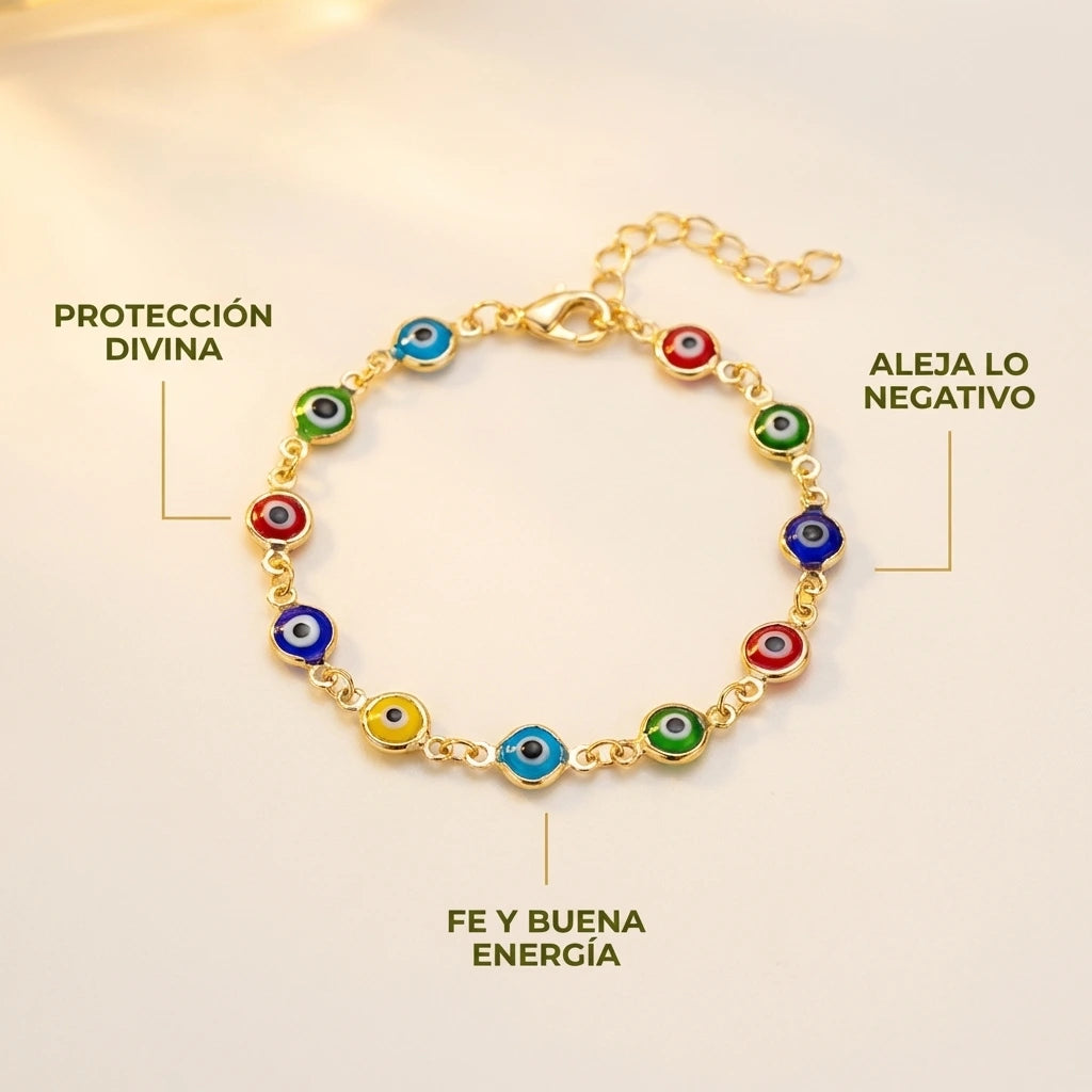 Pulsera Ojo Turco Bañado en Oro - Buena Energía y Protección