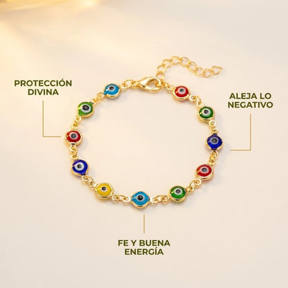 Pulsera Ojo Turco Bañado en Oro - Buena Energía y Protección