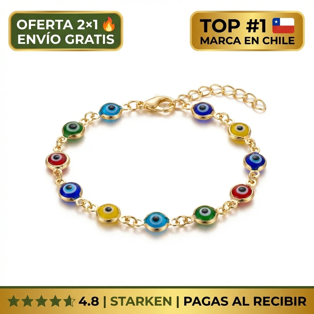 Pulsera Ojo Turco Bañado en Oro - Buena Energía y Protección
