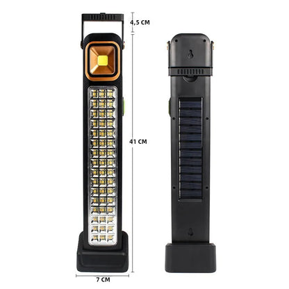 Linterna Solar Emergencia multifuncional (Panel solar + Cargador Celular + LED Potente)