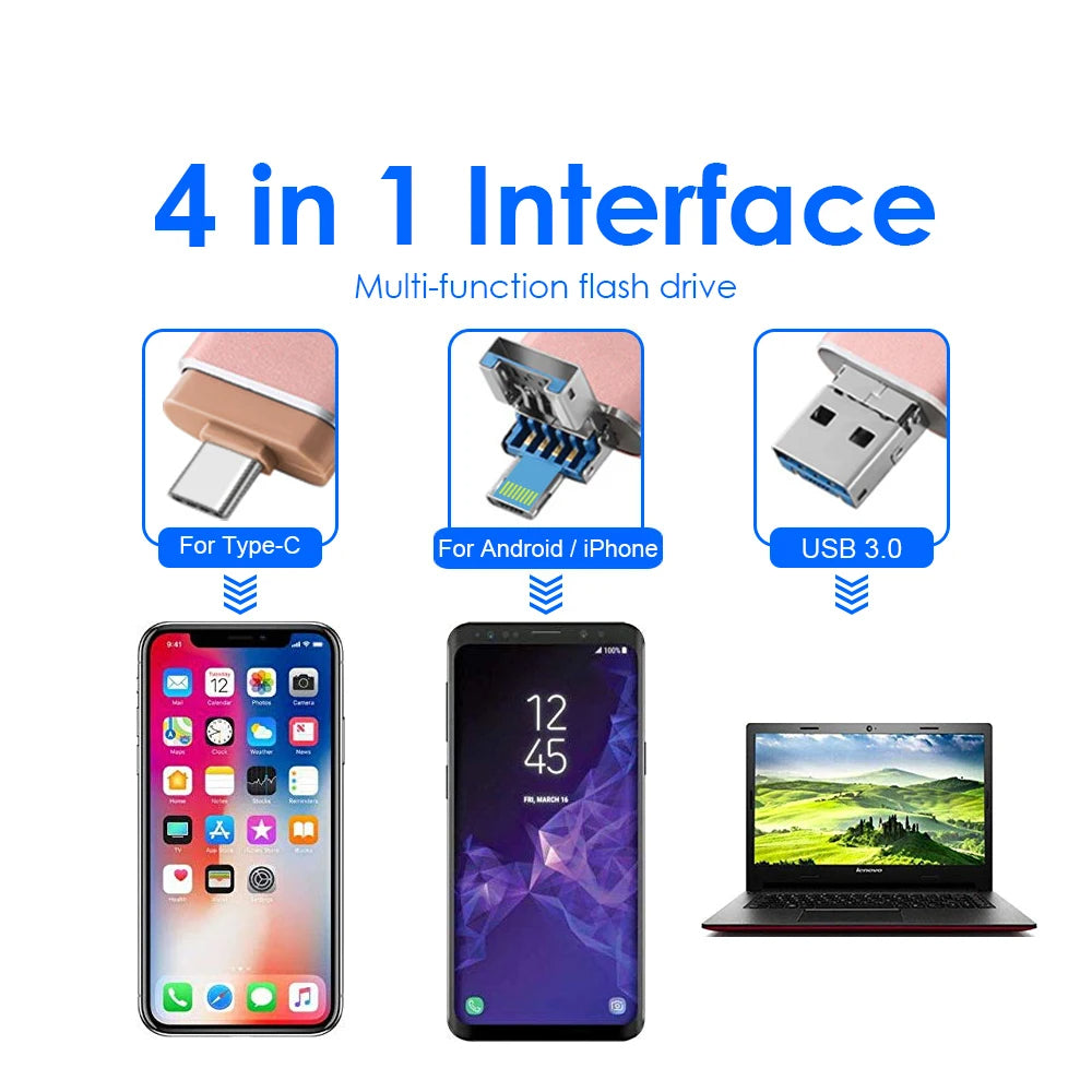 Pendrive para Celular 128 GB 4 en 1
