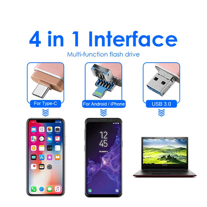 Pendrive para Celular 128 GB 4 en 1