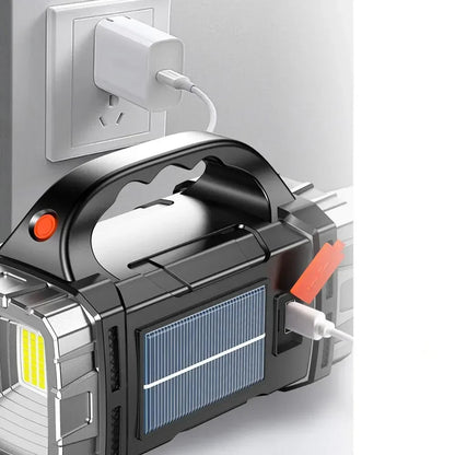 Linterna Multifuncional Profesional Solar (Batería Solar + Cargador Celular)