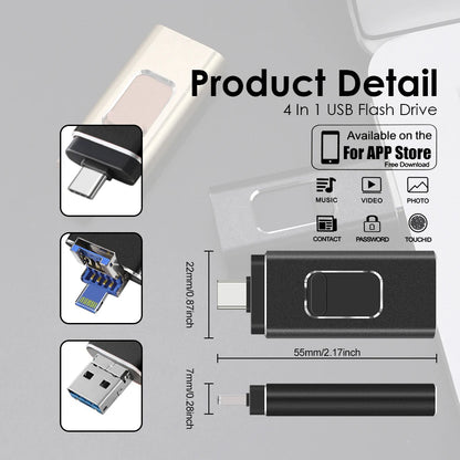 Pendrive para Celular 128 GB 4 en 1