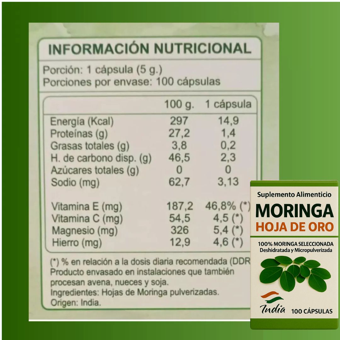 Moringa 100 cápsulas 100% Natural.