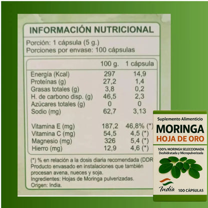 Moringa 100 cápsulas 100% Natural.
