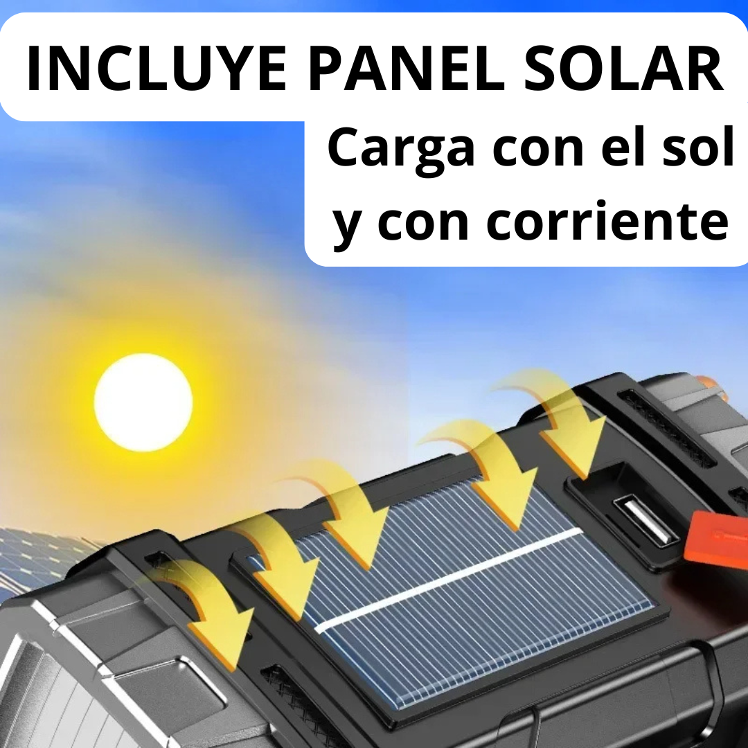 Linterna Multifuncional Profesional Solar (Batería Solar + Cargador Celular)