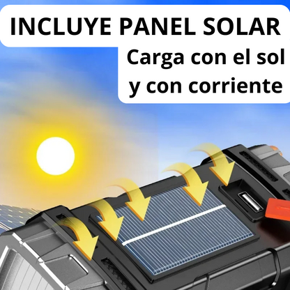 Linterna Multifuncional Profesional Solar (Batería Solar + Cargador Celular)
