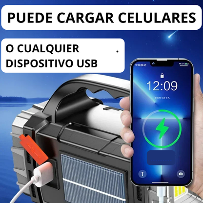 Linterna Multifuncional Profesional Solar (Batería Solar + Cargador Celular)