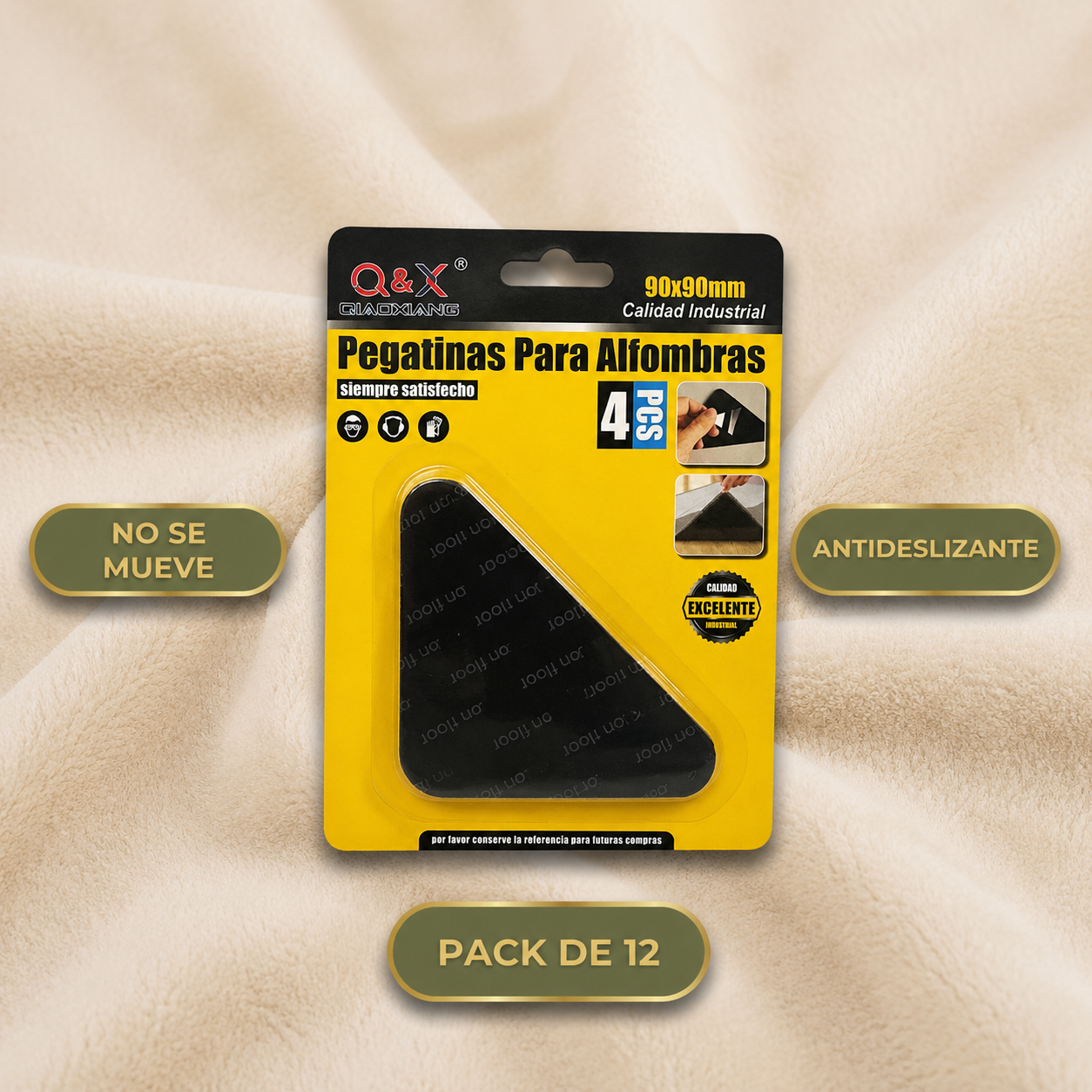 Adhesivo Antideslizante Para Alfombras – Pack 12
