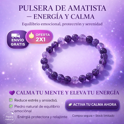 Pulsera Amatista Piedras Naturales OFERTA 2x1