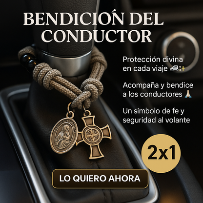 Amuleto del Conductor 2x1 – Cruz de San Benito + Virgen María