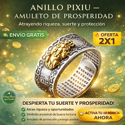 Anillo Pixiu de la Abundancia – Atrae Prosperidad y Protección (Ajustable - Todas las Tallas)