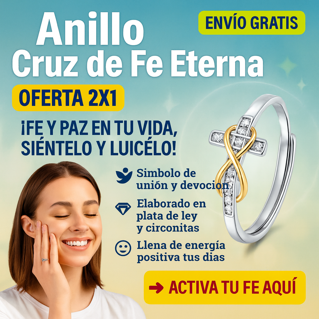 Anillo Cruz de Fe Eterna “Un símbolo de fe que brilla contigo cada día.” (2x1)