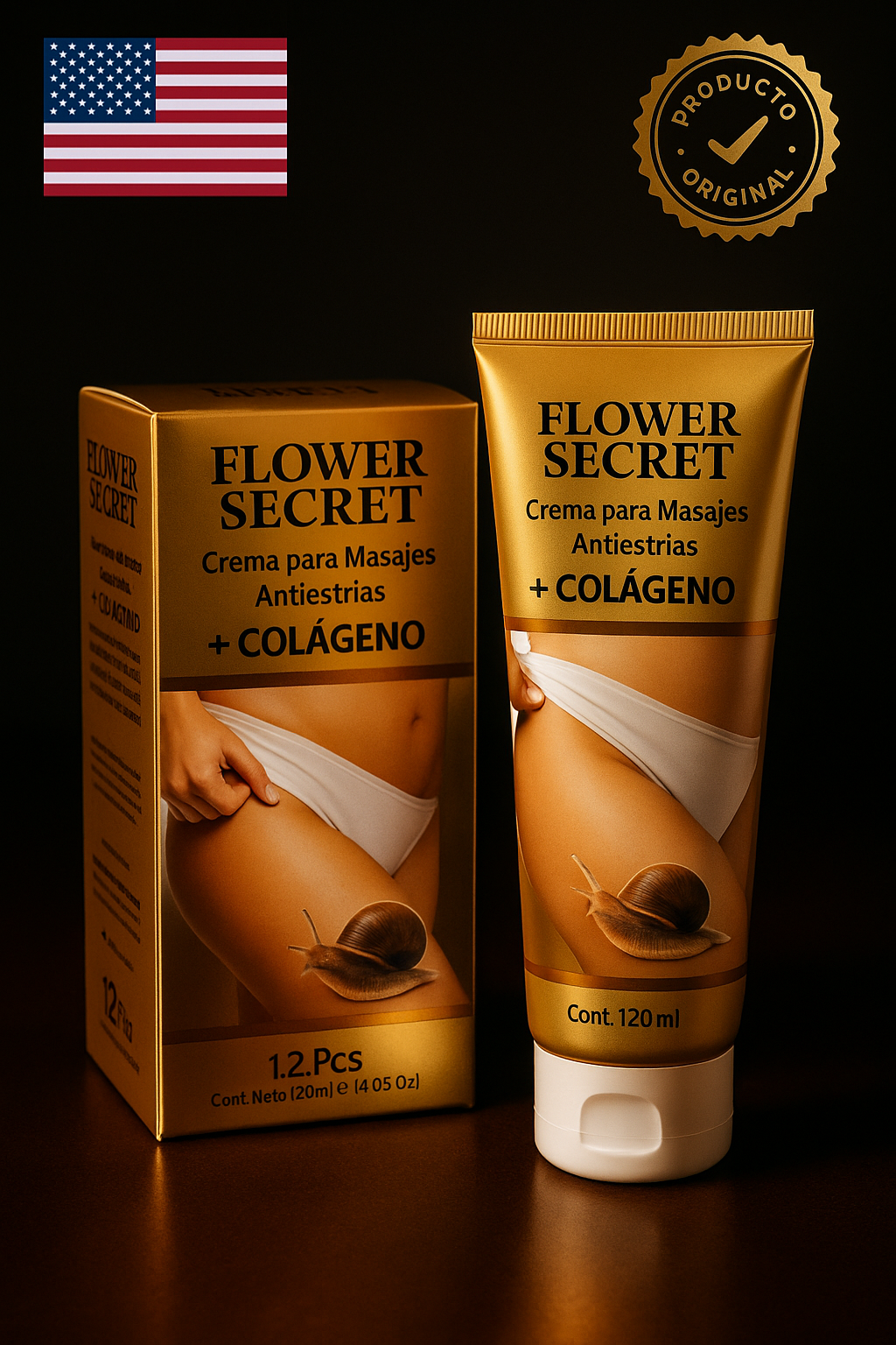 Crema Antiestrías con Baba de Caracol y Colágeno 120ml