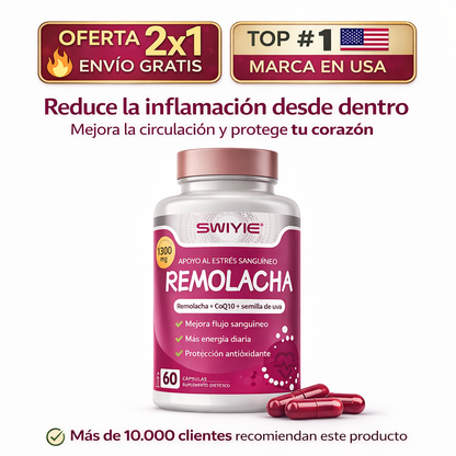 SWIYIE 60 Cápsulas: Remolacha + CoQ10 + Semillas de uva | OFERTA 2x1