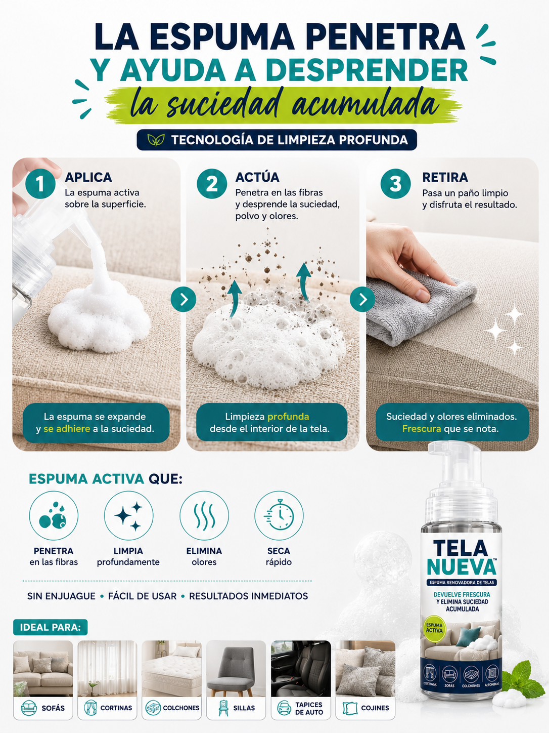 Tela Nueva™ | Tus Telas Como Nuevas en Minutos