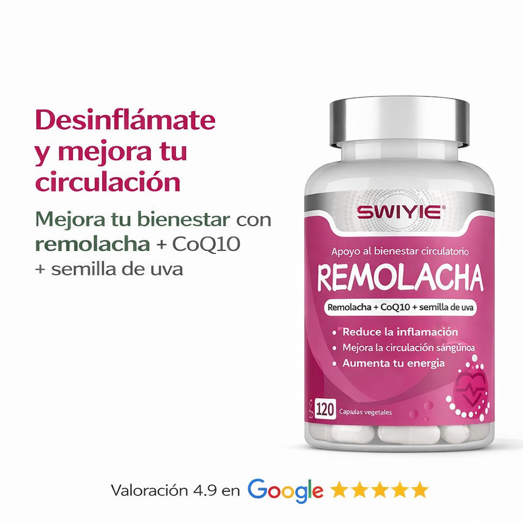 SWIYIE 60 Cápsulas: Remolacha + CoQ10 + Semillas de uva | OFERTA 2x1