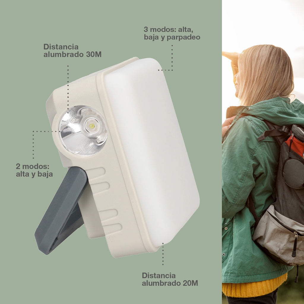 Linterna Led Solar Portátil (Carga Celulares)