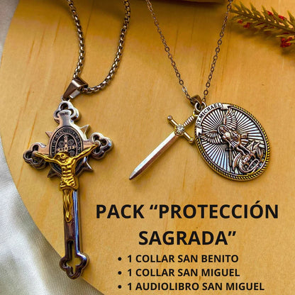 PACK de 2 Collares "PROTECCIÓN SAGRADA" San Benito y San Miguel
