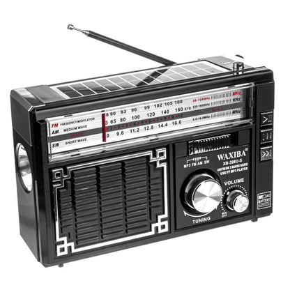Radio Solar Retro Multifuncional (Linterna + Cargador + Radio AM/FM)