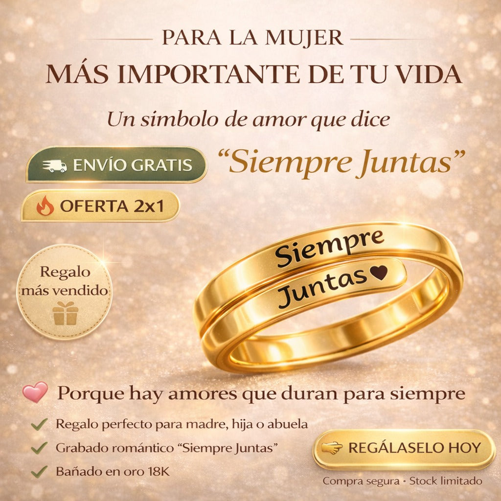 Anillo Conexión Eterna “Siempre Juntas” Chapado Oro 18K