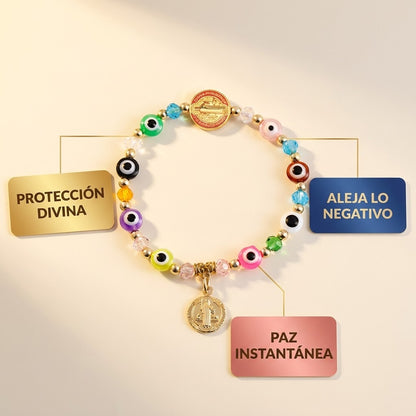 Pulsera San Benito + Ojo Turco – Protección Doble