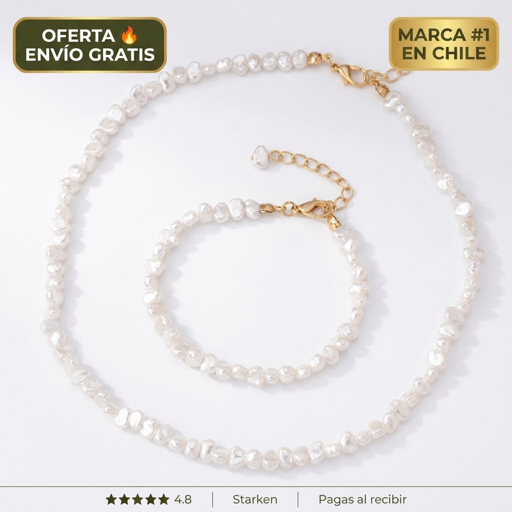 Conjunto De Perlas: Collar Y Pulsera – Elegancia
