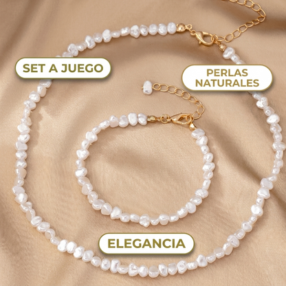 Conjunto De Perlas: Collar Y Pulsera – Elegancia