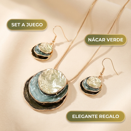 Set De Nácar Verde – Collar Y Aros Elegantes Para Mujer