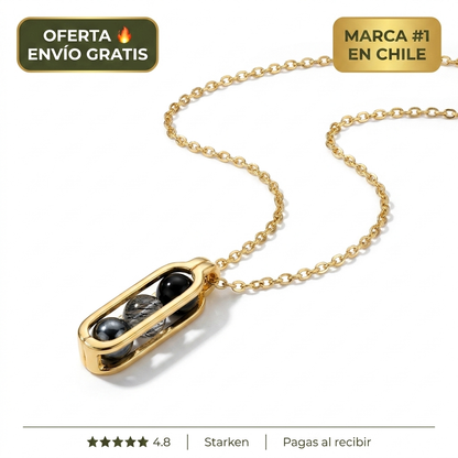 Collar De Protección – Ónix, Cuarzo Negro Y Hematita | Chapado Oro 18k