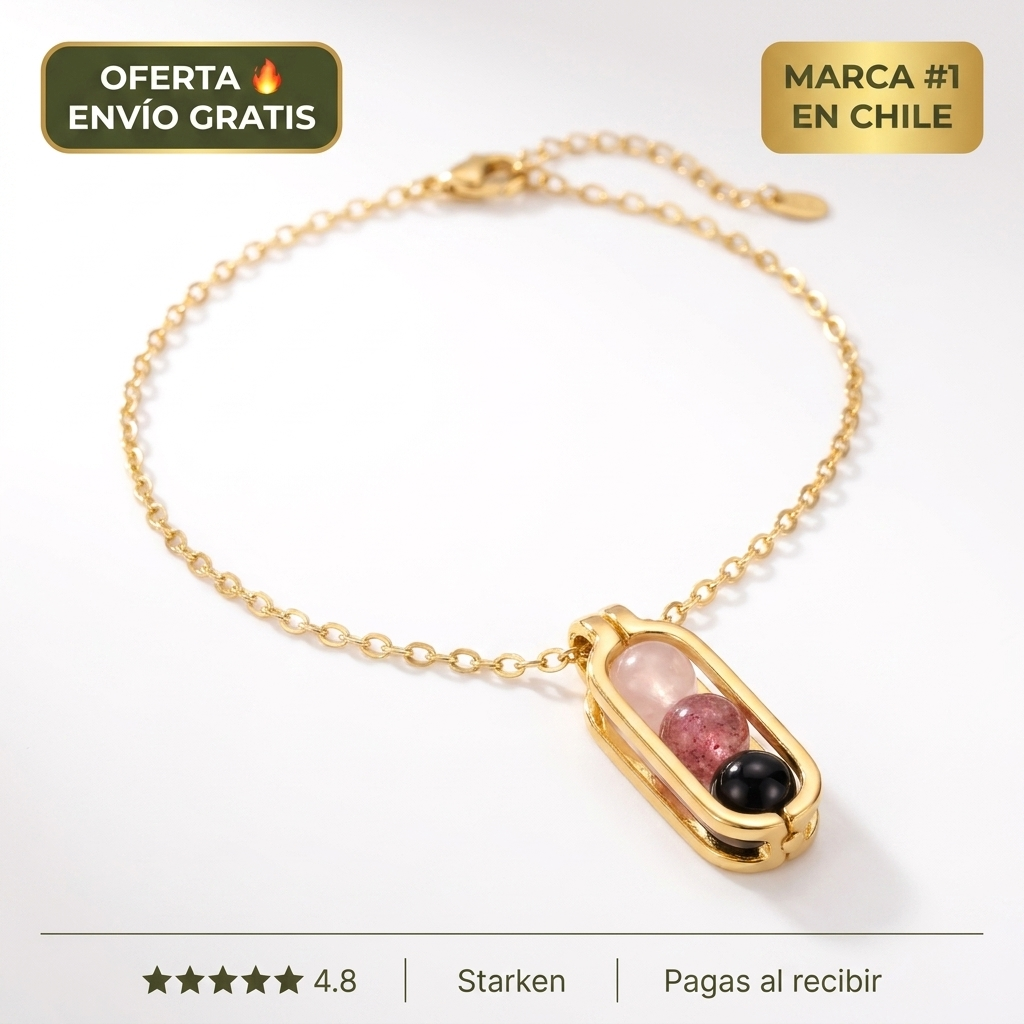 Collar De Amor Propio – Cuarzo Rosa, Fresa Y Ónix | Chapado en Oro 18k