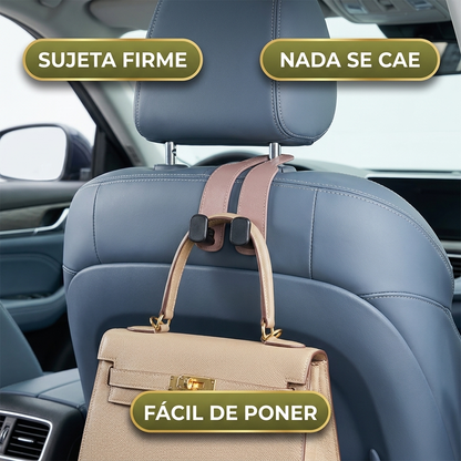 Gancho De Cuero Para Auto – Cuelga Tus Bolsas Sin Caídas